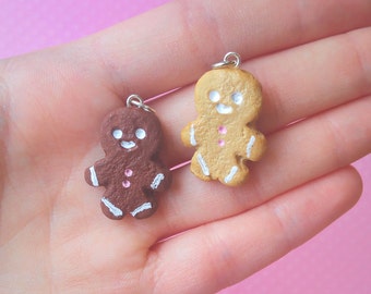 Gingerbread Cookie Charm, Kawaii Christmas Polymer Clay Charm for Phone, Bag, Bracelet, Tablet, Clasp or Plug