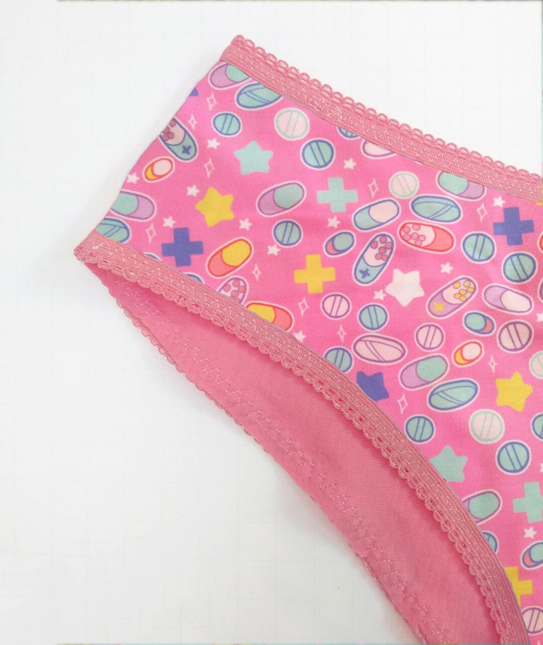 Menhera Pills Underwear for Women, Handmade High Rise Panties With ...