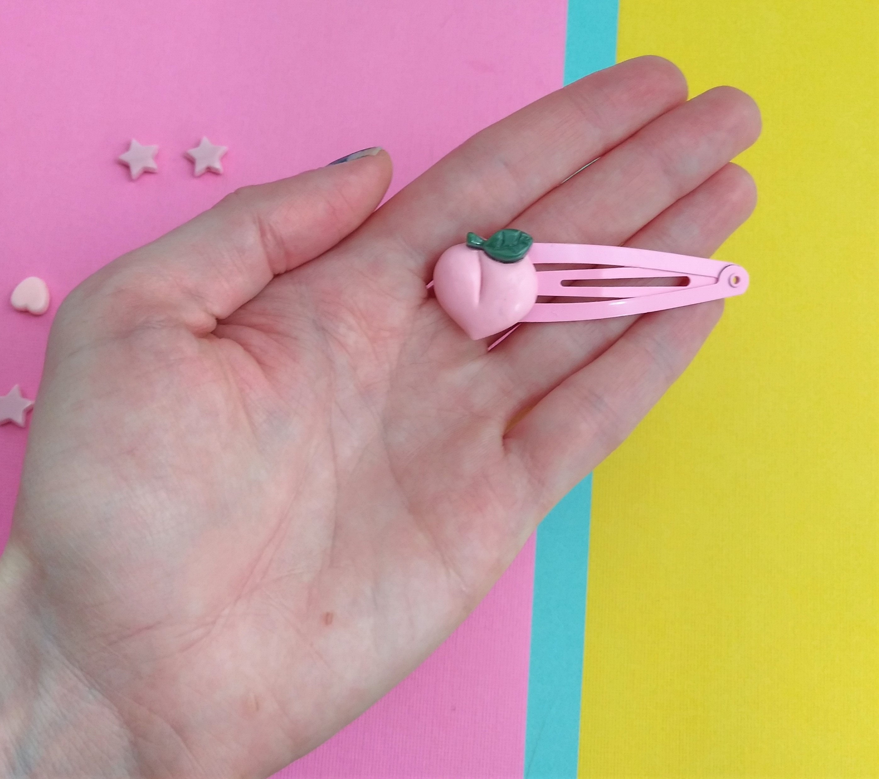 Cute Peach Hair Clip Pastel Pink Kawaii Fruit Fairy Kei Etsy