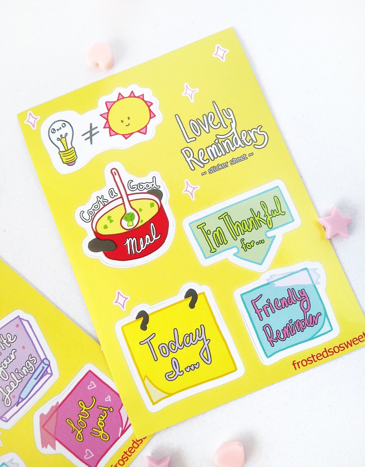 Self Care Sticker Sheet Set Kawaii Lovely Reminders Daily | Etsy