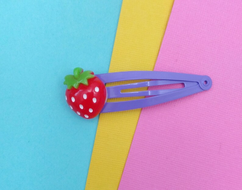 Cute Strawberry Hair Clip Purple Pastel Kawaii Ichigo Etsy