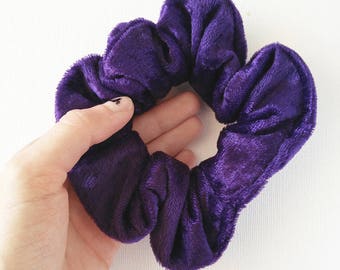 Purple Crushed Velvet Scrunchie, Handmade Hair Tie