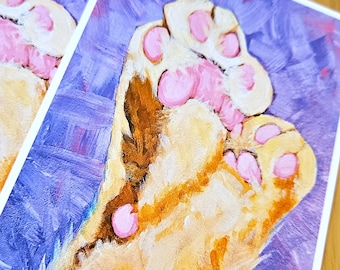 Mini impression Toe Beans 3.0, 7 x 5 pouces papier cartonné clair acrylique patte de chat art mural