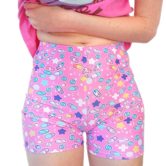 Menhera Fashion Pill Shorts Pink Knit Shorts Featuring - Etsy