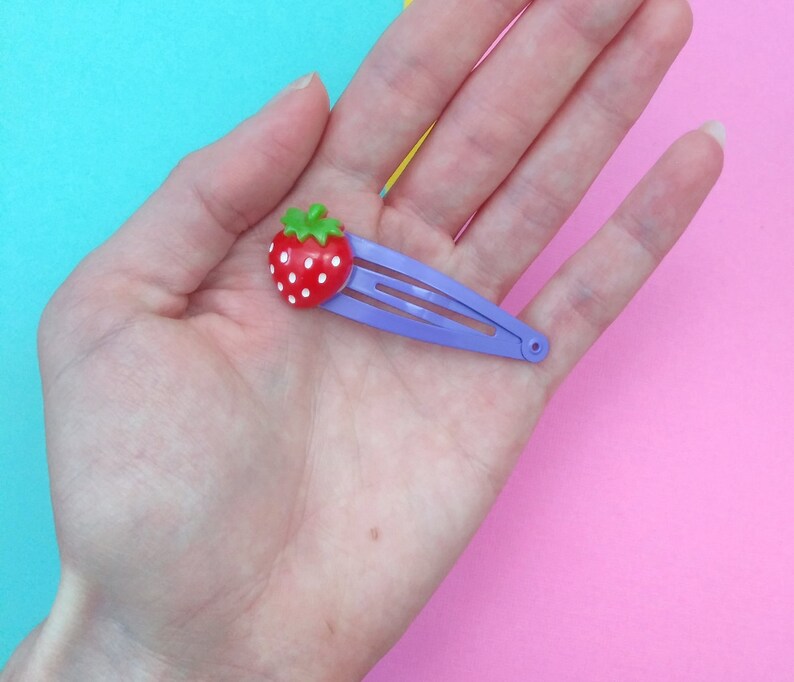 Cute Strawberry Hair Clip Purple Pastel Kawaii Ichigo Etsy