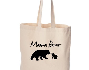 Mama Bear tote bag, cute bag, grocery bag, reusable bag, market bag, cotton bag, beach bag, Christmas gift, Birthday gift, screen print