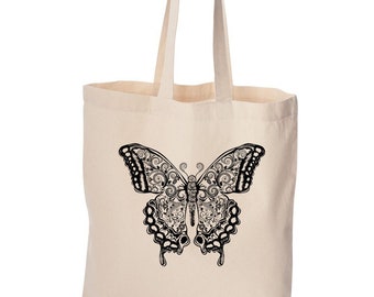 Butterfly tote bag, cute bag, grocery bag, reusable bag, market bag, cotton bag, beach bag, Christmas gift, Birthday gift, screen print