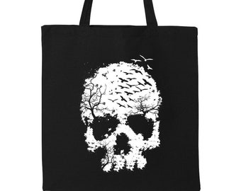 Halloween tote bag, cute bag, grocery bag, reusable bag, market bag, cotton bag, beach bag, Sugar Skull, screen print, Gothic, Candy Bag