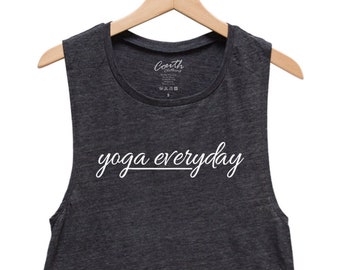 Yoga Tank Top, Womens Muscle Tank, Muscle Tee, Gym, Yoga Top, Fitness, Summer, Black Shirt, Funny Shirt, Valentines Gift