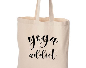 Yoga tote bag, Namaste all day, cute bag, grocery bag, reusable bag, funny bag, beach bag, Christmas gift, Birthday gift, canvas