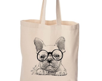 Dog Tote Bag for Women French Bulldog Cute Bag Animal Cotton Bag Gift for Friend Birthday Dog Mom Gift Dog Lover Beach Bag for Girl