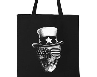 Halloween tote bag, cute bag, grocery bag, reusable bag, market bag, cotton bag, beach bag, Sugar Skull, screen print, Gothic, Candy Bag