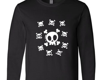Halloween Long Sleeve Shirt, Skull Long Sleeve, Gothic Tshirt, Halloween Gift, Horror Shirt, Ghost Shirt, Scary Shirt, Boo Shirt, Emoji