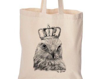 Hawk tote bag, cute bag, grocery bag, reusable bag, market bag, cotton bag, beach bag, Christmas gift, Birthday gift, screen print