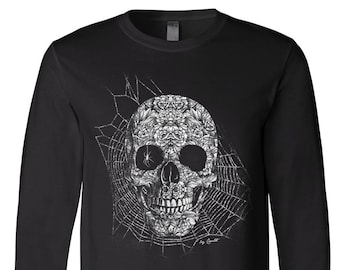 Halloween Long Sleeve Shirt, Skull Long Sleeve, Gothic Tshirt, Halloween Gift, Horror Shirt, Ghost Shirt, Scary Shirt, Boo Shirt, Emoji