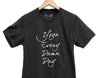 Yoga Shirt, Gym Shirt, Yoga AddictWorkout Tshirt, Yoga Top, Fitness, Summer, Black Shirt, Funny Shirt, Womens Shirt, Birthday Gift, Gym Rat