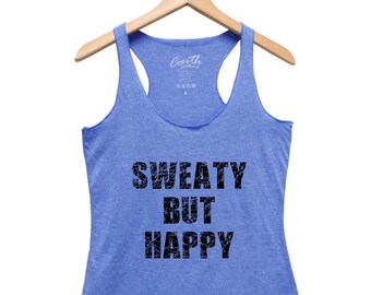Workout Tank Top, Yoga Tank Top, Yoga Shirt, Gift for Women, Racerback Tank, Gym Shirt, Yoga Top, Funny Shirt, Happy Shirt