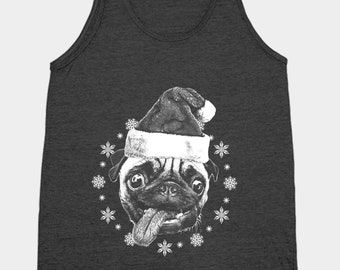 Christmas Shirt, Santa Pug, Pug Shirt, Pug Tank Top, Mens Tank Top, Christmas Gift, Santa Shirt, Funny Shirt, Holiday Gift, Graphic Tee