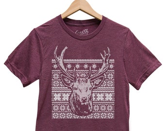 Ugly Sweater Shirt, Christmas Shirt, Deer Tshirt, Knit Shirt, Christmas Gift, Ugly Sweater Tshirt, Funny Shirt, Graphic Tee, Holiday Gift
