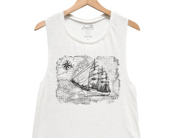 Sailing Ship Tank - Muscle Tee - Muscle Tank - Beach Shirt - Summer Shirt - Vacay Shirt - Gift for Women - Landmark Shirt - Travel Shirt