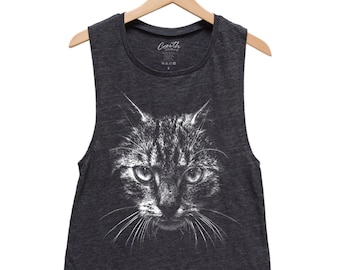 Cat Tank - Muscle Tee - Muscle Tank - Womens Shirt - Summer Shirt - Vacay Shirt - Gift for Women - Tank Top for Women - Animal Print Shirt