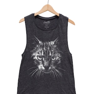 Cat Tank - Muscle Tee - Muscle Tank - Womens Shirt - Summer Shirt - Vacay Shirt - Gift for Women - Tank Top for Women - Animal Print Shirt