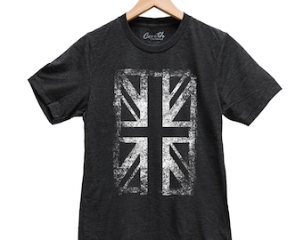 Union Jack Tshirt, Mens Tshirt, Flag Apparel, Flag Clothing, UK Flag, Men Shirt, Hand Screen Print, Gift For Men, Black Shirt, Graphic Tee