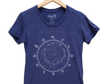 Zodiac Shirt, Women's Zodiac T-shirt, Short Sleeve, Graphic Tee, Birthday T-shirt, Zodiac Dial, Aquarius, Sagitarious, Gemini, Virgo, Libra