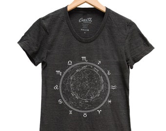 Zodiac Shirt, Women's Zodiac T-shirt, Short Sleeve, Graphic Tee, Birthday T-shirt, Zodiac Dial, Aquarius, Sagitarious, Gemini, Virgo, Libra