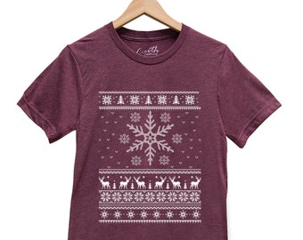 Ugly Sweater Shirt, Christmas Shirt, Snowflakes Tshirt, Knit Shirt, Christmas Gift, Ugly Sweater Tshirt, Funny Shirt, Holiday Gift