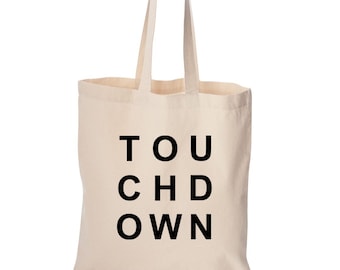 Football Tote bag, Touchdown, Tailgate Party, grocery bag, reusable bag, cotton bag, beach bag, Christmas gift, Birthday gift, cute bag