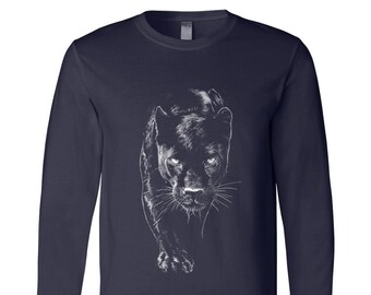 Black Panther Long Sleeve Shirt,  Mens Long Sleeve, Animal Tshirt, Birthday Gift, Nature Shirt, Cute Shirt, Animal Lover