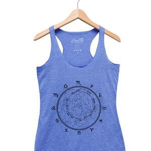 Sternzeichen - Frauen Tank Top - Triblend Racerback Tank Top - Handsiebdruck - Sternzeichen Shirt - Sommer Tank Top - Schwarzes Shirt