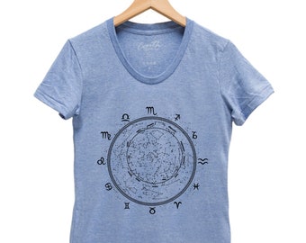Zodiac Shirt, Women's Zodiac T-shirt, Short Sleeve, Graphic Tee, Birthday T-shirt, Zodiac Dial, Aquarius, Sagitarious, Gemini, Virgo, Libra