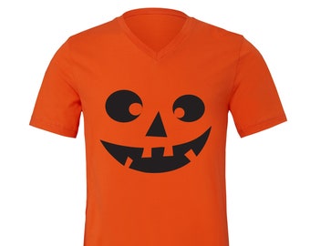 Halloween Tshirt, Mens Tshirt, Unisex Tshirt, Jack O' Lantern, Vneck, Screen Print, Halloween Costume, Halloween Gift, Goth Shirt,