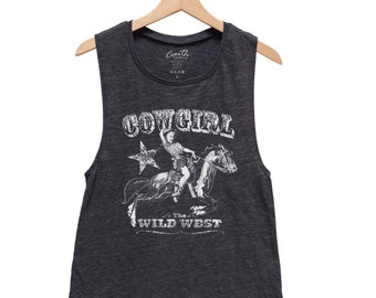 Cowgirl Tank Top, Women's Tank Top, Country Tank Top, Rodeo Tank Top, Triblend Racerback Tank Top, Hand Screen Print, Fashion Tank Top