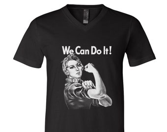 Rosie the Reveter Tshirt, Unisex Tshirt, Womens Shirt, Screen Print Shirt, V-neck Tshirt, Gift for Mom, We Can Do It Tshirt