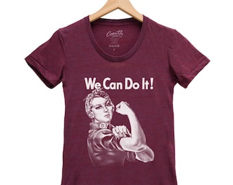 Womens Junior T-shirt, Rosie Shirt, We Can Do It Shirt, Rosie the Reveter, Scoop Neck, Graphic Tee, Red Tshirt, Gifr for Women
