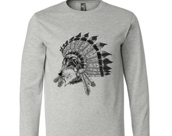 WOLF T Shirt, Men's Tshirt, Unisex T-shirt, Wolf Chief, Animal Print T, Screen Print, Crew Neck, Black T-shirt, Wolf Shirt, Animal Shirt