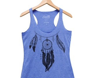 Dream Catcher Tank Top, Womens Tank Top, Tribal Tank Top, Dreamcatcher, Graphic Tee, Triblend Racerback Tank Top, Hand Screen Print
