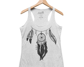 Dream Catcher Tank Top, Womens Tank Top, Tribal Tank Top, Dreamcatcher, Graphic Tee, Triblend Racerback Tank Top, Hand Screen Print
