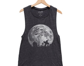 Moon Halloween Shirt, Muscle Tank Top, Women Tank Top, Halloween Costume Shirt, Black Tank Top, Gothic, Funny Shirt, Graphic Tee