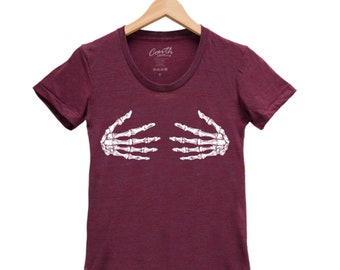 Halloween Shirt, Womens Junior Shirt, Skeleton Hands Tshirt, Gothic Women Tshirt, Halloween Costume, Funny Halloween Shirt, Halloween Tshirt