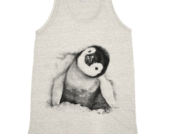 Penguin Tank Top, Mens Shirt, Screen Print, Animal Shirt, Graphic Tee, Fathers Day, Animal Print, Cute T-shirt, Nature Shirt