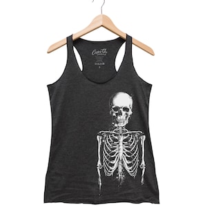 Halloween Shirt - Skeleton Tank Top - Gothic Women Tank Top - Triblend Racerback Tank Top - Halloween Costume - Funny Halloween