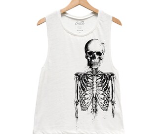 Skeleton Shirt, Halloween Shirt, Muscle Tank Top, Women Tank Top, Halloween Costume Shirt, Black Tank Top, Gothic, Funny Shirt