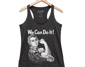 Rosie Womens Tank Top, We Can Do It Shirt, Women Power Tee, Inspirational, Motivational, Triblend Racerback, Womens Shirt, Cute Shirt