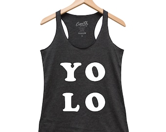Workout Tank Top, Yolo Tank Top, Yoga Shirt, Gift for Women, Racerback Tank, Gym Shirt, Yoga Top, Funny Shirt, Yoga Tank Top, Funny Tank Top