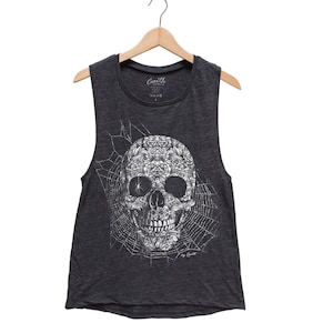 Skull Shirt, Halloween Shirt, Skeleton Tank, Muscle Tank Top, Women Tank Top, Halloween Costume Shirt, Black Tank Top, Gothic, Funny Shirt