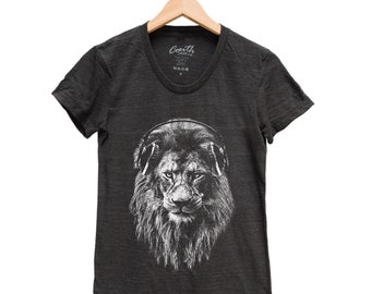 Lion Shirt, Women's Junior Tshirt, Screen Print, Tri-Blend Short Sleeve, Graphic Tee, Mother's Day, Animal Print, Cute T-shirt, Short Sleeve